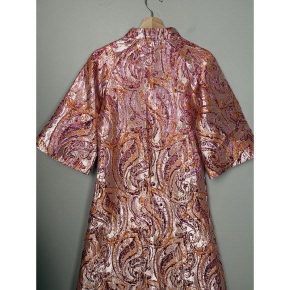 Solelia Cleo Golden Flame Metallic Paisley Brocade Dress XS Boho Luxe NWT - Picture 10 of 16